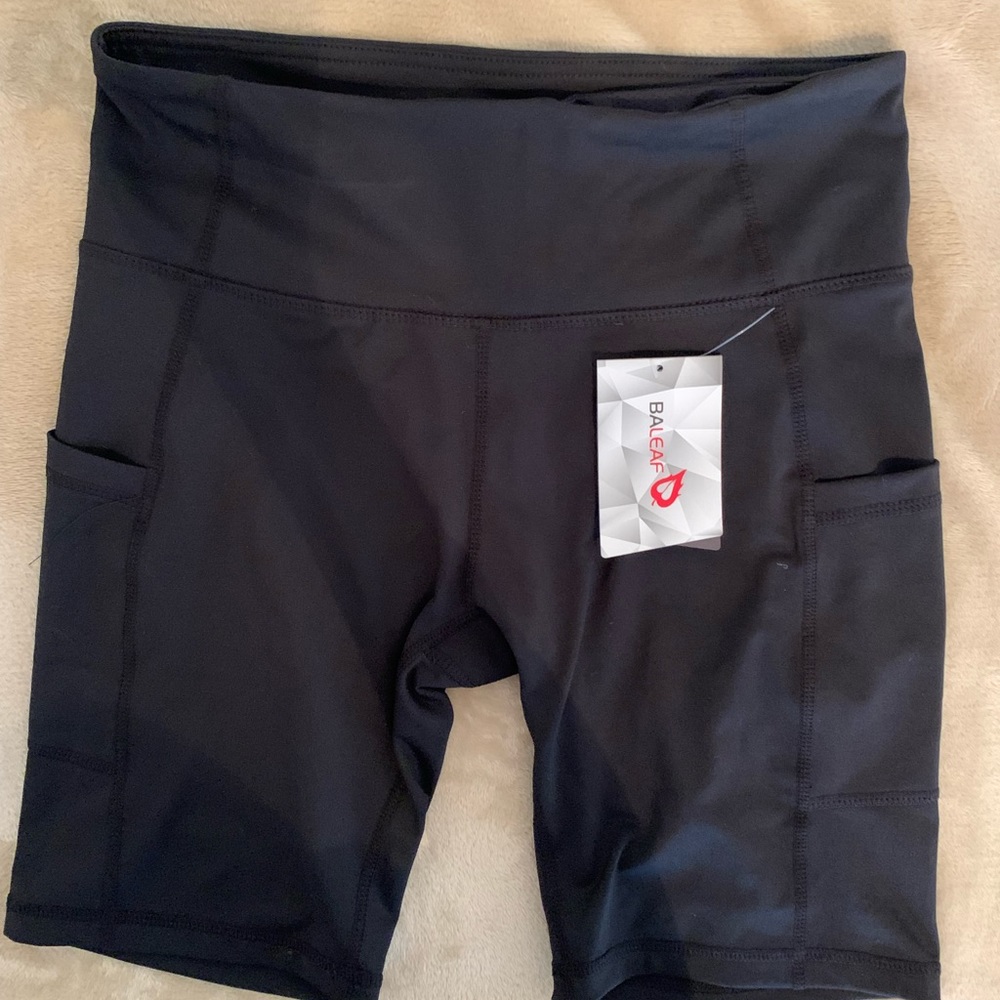 BALEAF Women's 8” High Waist Biker Compression Spandex Shorts w/ Side Pockets